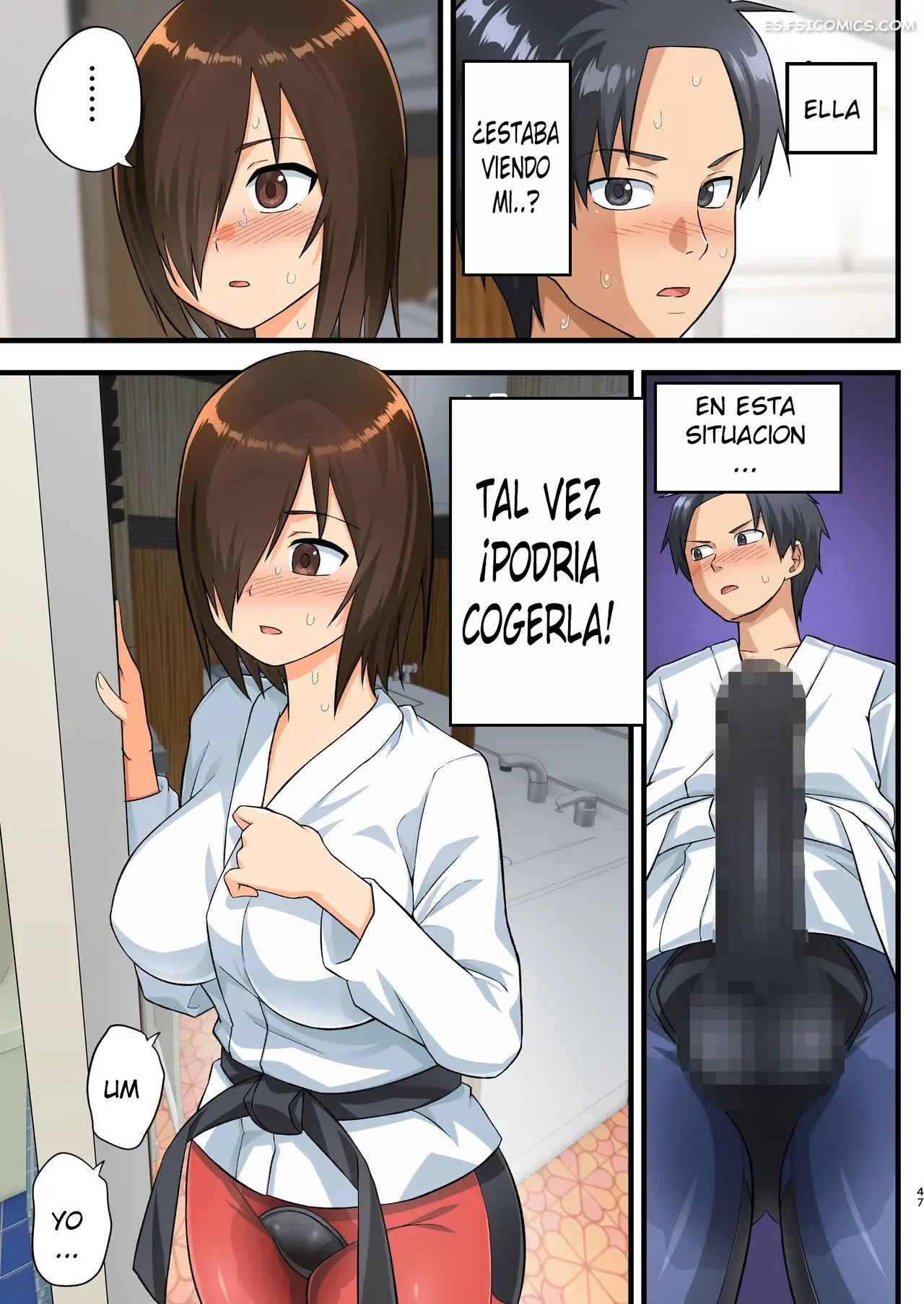 ¡Pelea! ¡Yoshimura-san! - Hombre Con Pene Erecto en Espera – Toilet Komoru - 46 - FSI Comics pelea yoshimura san hombre con pene erecto en espera toilet komoru 046
