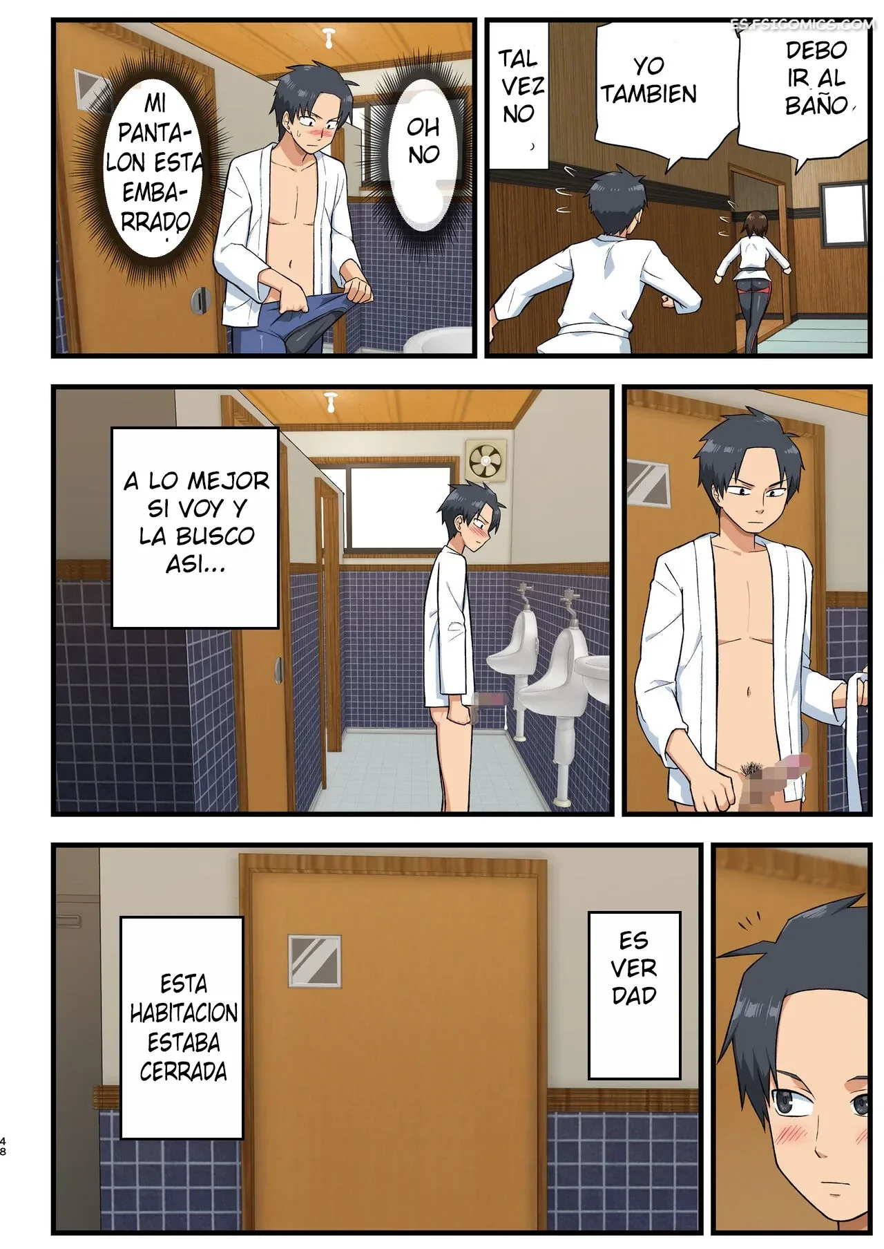 ¡Pelea! ¡Yoshimura-san! - Hombre Con Pene Erecto en Espera – Toilet Komoru - 47 - FSI Comics pelea yoshimura san hombre con pene erecto en espera toilet komoru 047